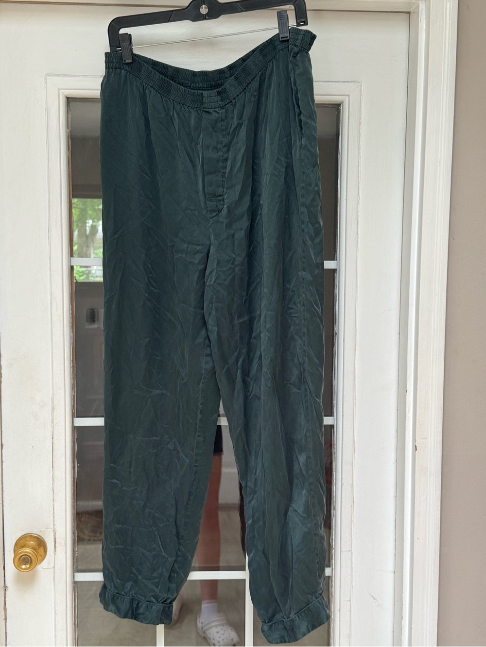 Vintage WinterSilks 100% Pure Silk Jogger Pants Forest Green Lounge